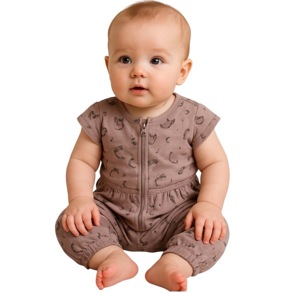 Kardashian Kids Baby Girl Short Sleeves Romper/ Jumpsuit in Dusty Rose 6 Months